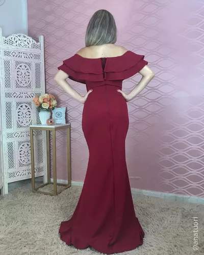 Vestido Longo com Fenda e com detalhes nas costas Marsala - Victorias  Fashion Store - Loja online de moda feminina