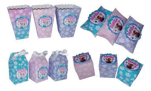  Frozen Cajas Dulcero Mesa De Dulces Rosa Lila 100pz 