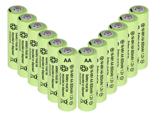 1.2v Nimh Aa 800mah Baterías Recargables, 12 Paquete D...