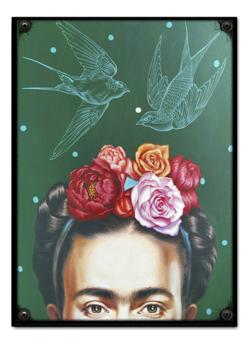 #595 - Cuadro Decorativo Vintage 30 X 40 - Frida Kahlo Aves