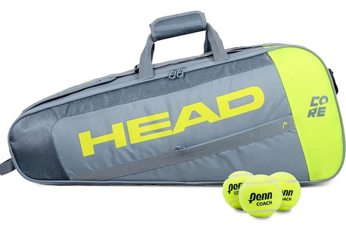 Head Core 3r Pro Tennis Racquet Bag, Gris / Amarillo, Grande