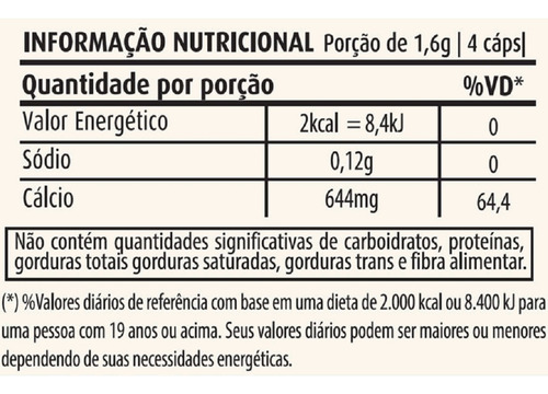 Cálcio De Ostras 400mg (60 Caps) - Padrão: Único Natural
