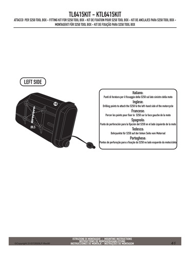 Kit Especifico Givi P/montaje Caja Herramienta S250 Toolbox