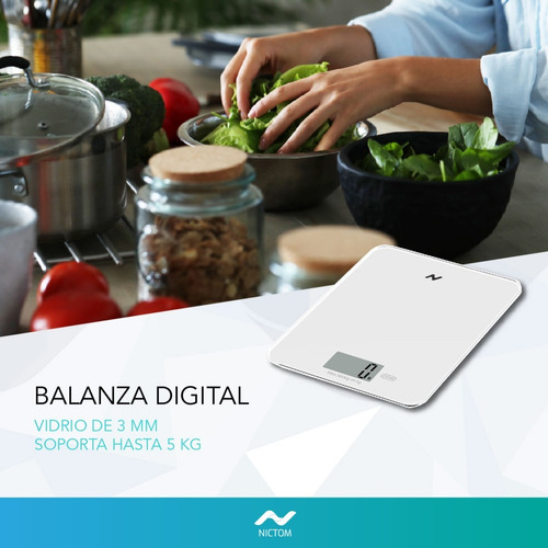 Balanza Alimentos Cocina Digital 1gr A 5kg Alta Precisión Color Blanco
