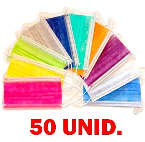 Mascarilla Desechable 50 Unid. Colores Certificada 3 Capas 