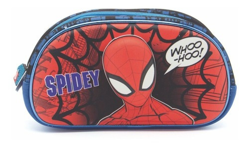 Spiderman Cartuchera Canopla 3d 2 Cierres Neoprene Ha014 Color Rojo