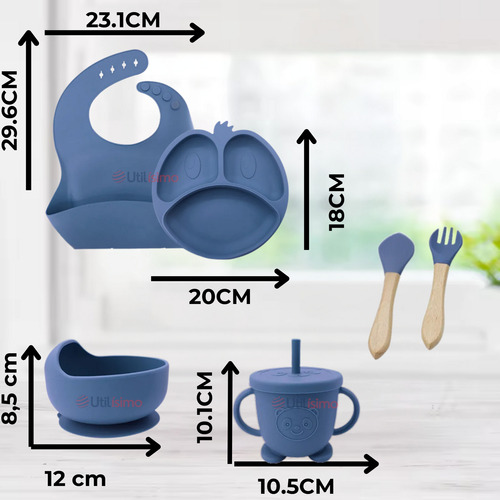 Set Alimentación Silicona Bebé 6 Piezas De Forma Libre Bpa