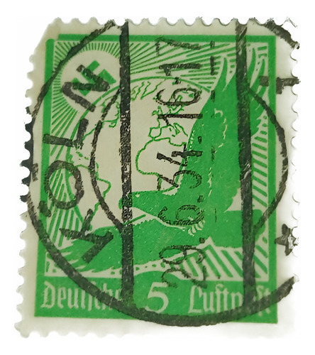 Estampilla Alemania 3 Reich Aguila Nazi. 5 Pf. (Usado)