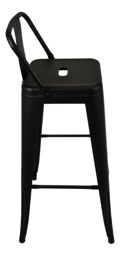 Banqueta Tolix X 4 U. Con Respaldo Ideal Comedor Cocina Acabado De La Estructura Mate Color Negro