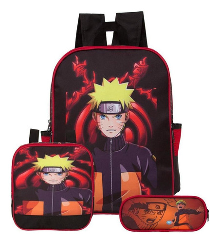 Mochila Masculina Anime Naruto De Costas  Lancheira Escolar