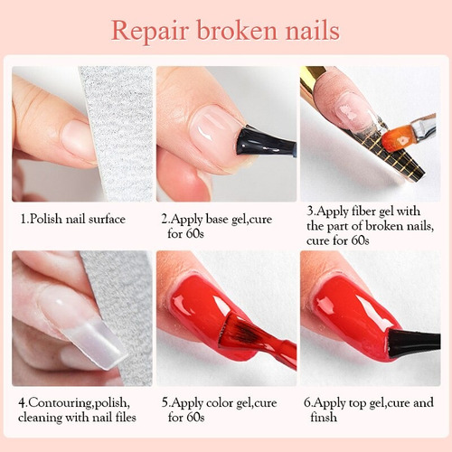 Gel De Fibra Para Uñas Extension De Uñas Reparadora 6 Piezas