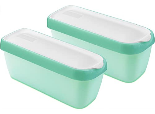 Recipientes Helado Casero 1.5 Cuartos Set De 2 (verde Menta)