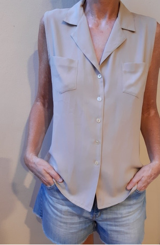 Blusa Portsaid Con Bolsillos Color Visón/nude Talle  S  