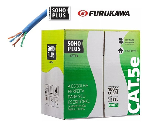 Rolo 42 Mts Cabo Rede Lan Utp Furukawa Sohoplus Cat5e