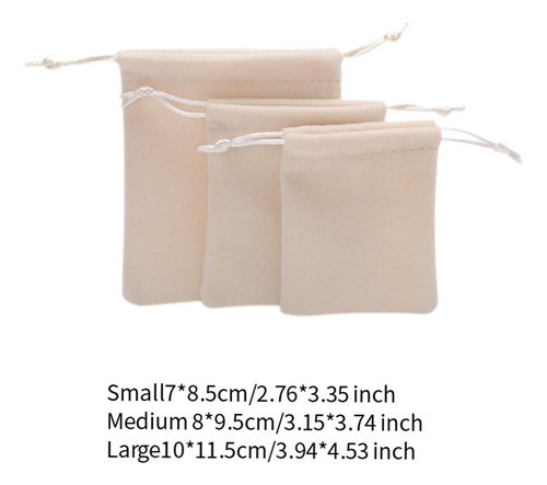 3 Piezas Joyas Bolsas De Regalo De Bolsa Con Cordón Beige