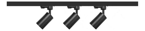 Pack 3 Focos Luz Cálida Con Riel Negro 1mt Para Cielo/techo