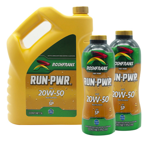 Paquete 6.9 Litros Aceite Roshfrans Run-pwr Multigrado 20w50