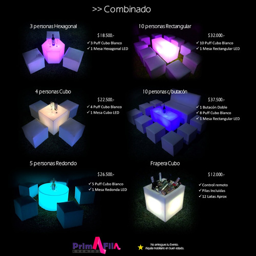 Alquiler De Living, Puff, Mesas, Leds, Envío Sin Cargo*