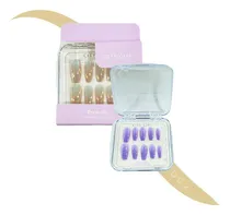 Comprar Kit Uñas Postizas Coffin Press On Efecto Aurora Con Adhesivo