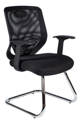 Silla Interlocutora Visitante Ergonomica Tipo Trineo Marca Silleti Con Brazos Fijo Pamplona En Malla Color Negro