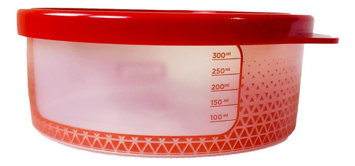 Kit 3 Potes Redondo Com Tampa P M G Armazenamento Alimentos Cor Vermelho