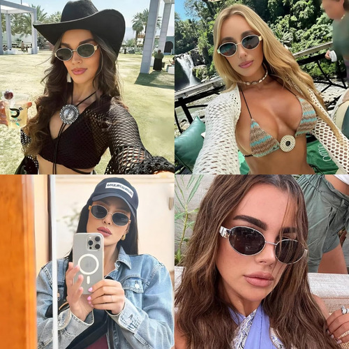 Gafas Sol De Metal Ovaladas De Diseño Retro Estilo Moderno