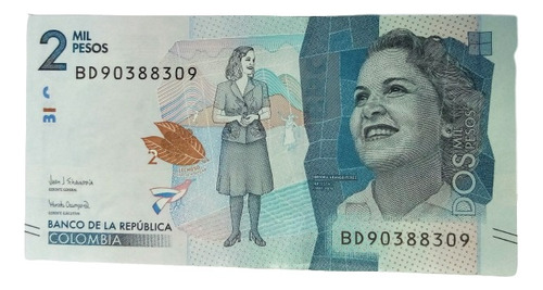 Billete 2000 Pesos Serial Radar Bd90388309 23/jul/2019 Unc