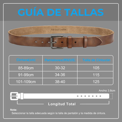 Cinturón Para Hombre Cuero Bovino Genuino Piel Cinto Casual Color Negro Diseño De La Tela Lisa Talla 110