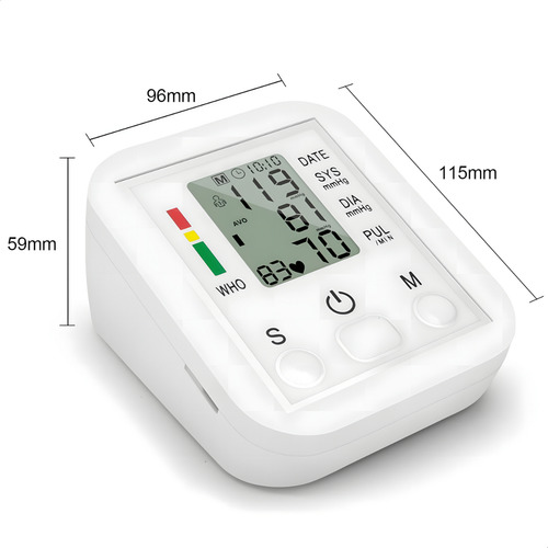Aparelho Medidor De Pressão Arterial Digital Inteligente Automatico Voz Usb Pilhas Cor Branco