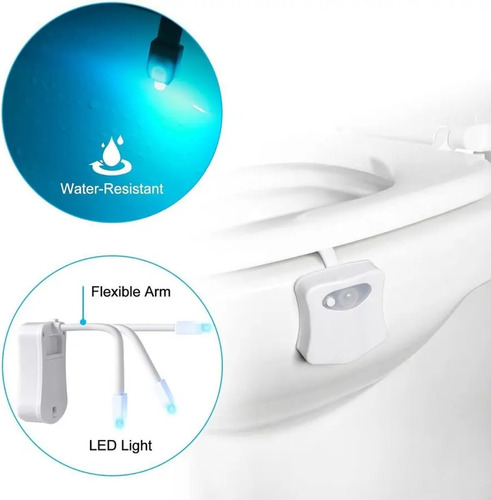 Luz Led Para Inodoro Con Sensor De Movimiento 8 Colores