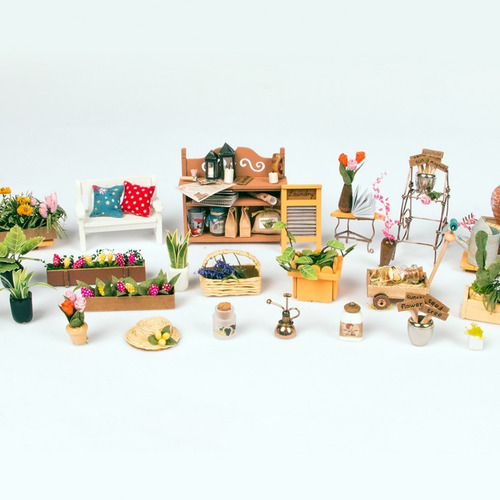 Miniature House Garden Miller Robotime Armable Wood Model