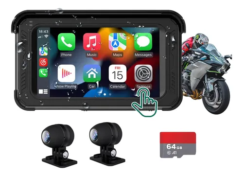 Cámara Dvr Para Motocicleta Con Carplay Inalámbrico Android