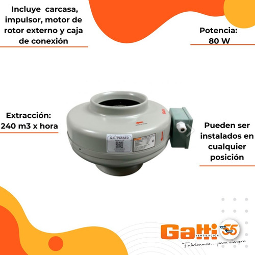 Extractor De Aire Entre Conducto Chapa 4 (10 Cm) Gatti Vent