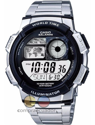 Imagen 1 de 2 de Casio Reloj Ae-1000wd-1av 10 Bar Hora Mundial Pila 10 Años