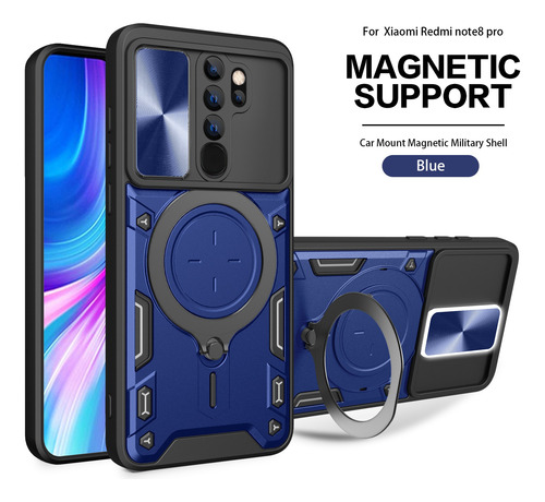 Funda Para Redmi Note 8 Pro Jiashang Uso Rudo Anillo + Tapa Azul Jiashang