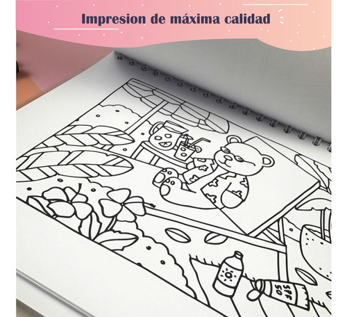 Cuaderno Para Colorear Bobbie Goods 200 Dibujos Opalina Rosa Claro