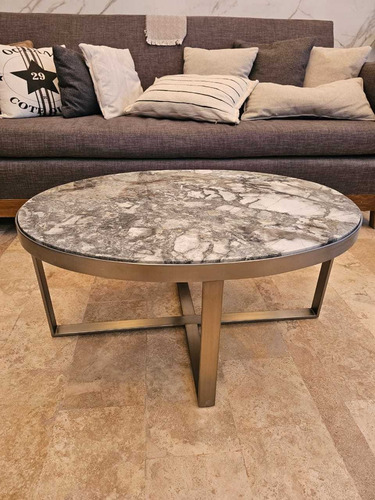 Mesa Living Capri 83x60 Mármol Invisible Grey. Hierro. Sale