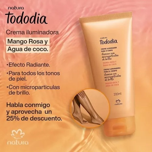 Crema Iluminadora Mango Rosa Tododía Natura Caducidad 04/25 Mango Rosa Y Agua De Coco