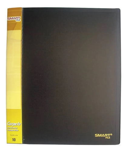 Carpeta De Plastico Smart Escolar Carta Palanca 10 Micas Ngo Color Negro