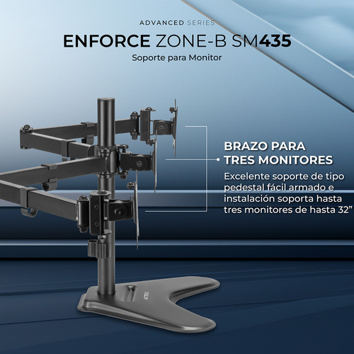 Soporte Articulado Tres Monitores Sm435 Hasta 27 Ajustable