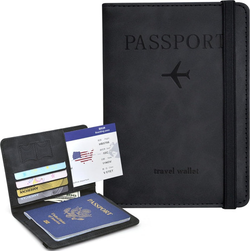 2 Porta Pasaporte Documentos Funda Protectora Viaje Con Rfid