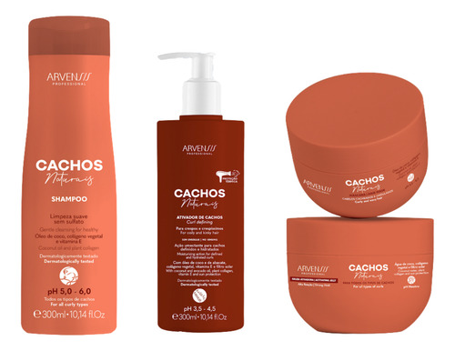 Kit Shampoo + Ativador De Cachos+ Geléia Alta Fix. + Máscara