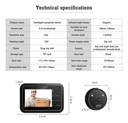 Campainha Da Câmera Da Campainha Wifi Com Monitor Sem Fio