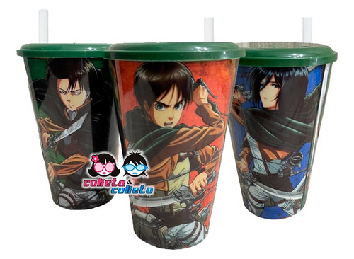 Vaso Plastico Tapa Sorbete Attack Of Titans Anime