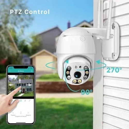 Cámara IP66 Exterior Wifi Seguridad Control Giro 360 Voz Sensor