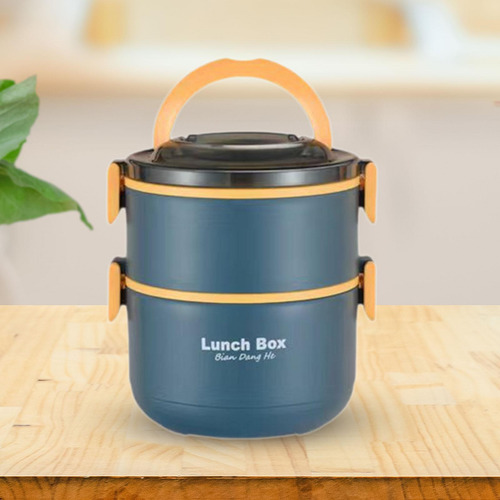 Bento Lunch Box Contenedor De Comida Contenedor Azul 2 Capas