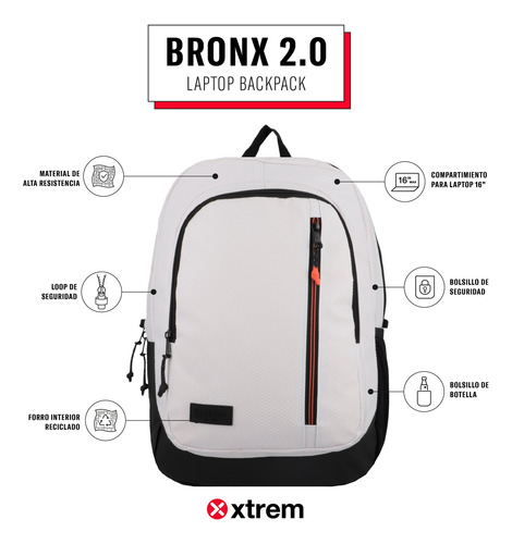 Mochila Notebook Xtrem Bronx 2.0 5xt Gris 16