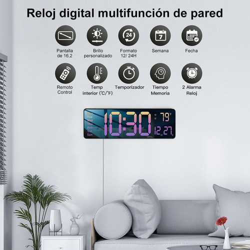 Reloj De Pared Digital Despertador Usb Pantalla Grande Led