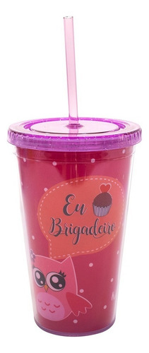 Vaso con pajita Brigadeiro, 450 ml, Kiwi Project