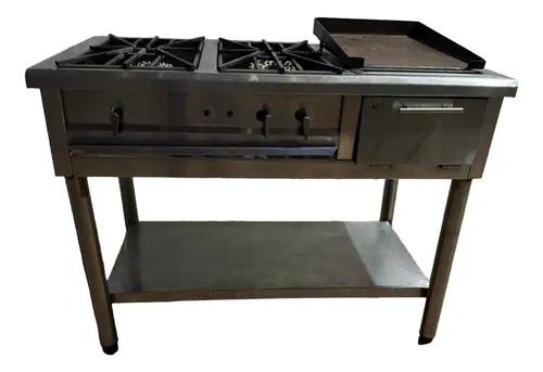 Estufa Industrial Cocina 2 Quemadores A Gas Con Plancha Rest (Usado)
